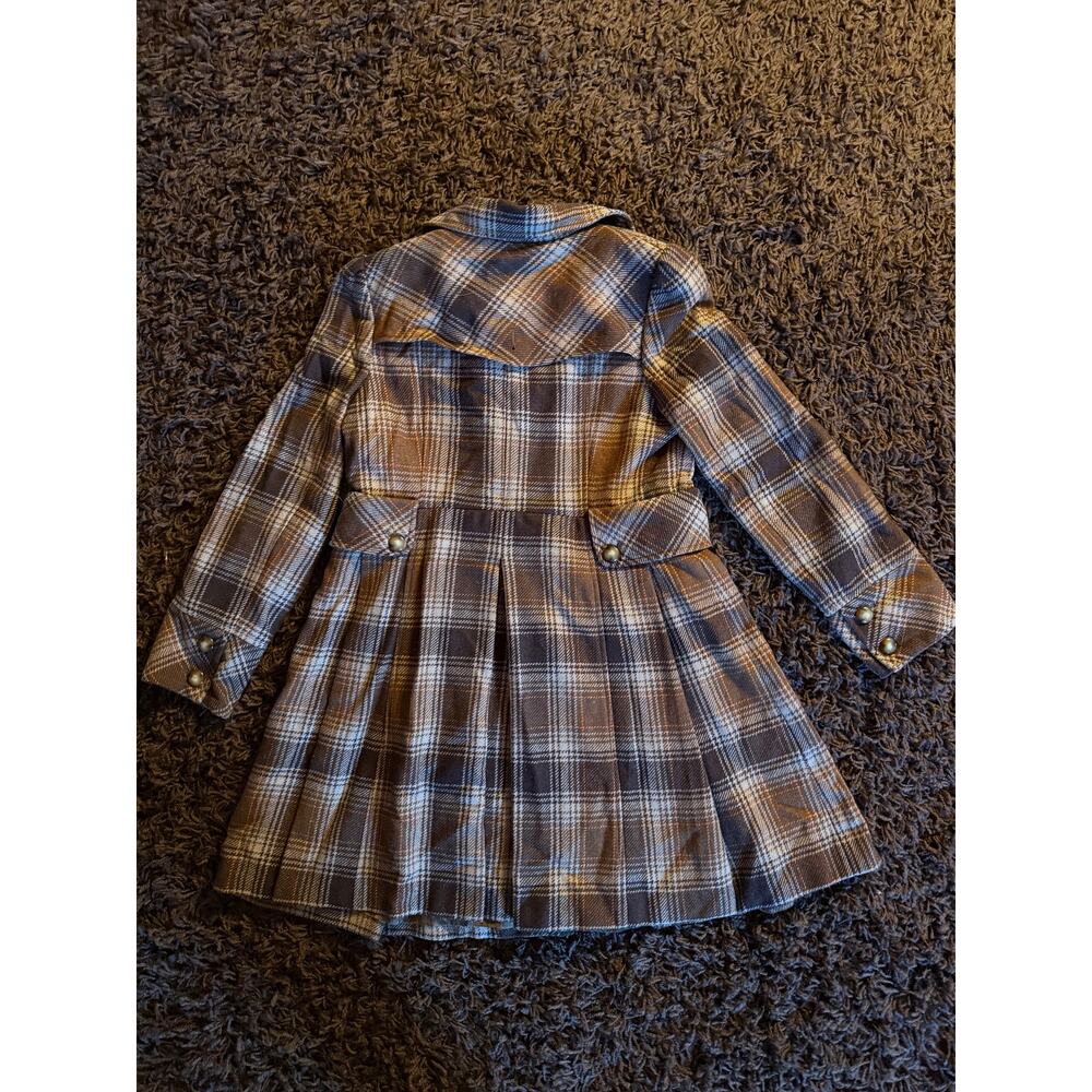 Guess Pleated Plaid Wool Coat Size Large Vintage - Picture 4 of 9